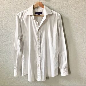 Ralph Lauren Purple Label White Button Up Shirt Size 14 Oxford Dress Career